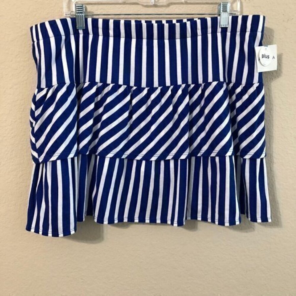 Arizona Skirt Plus Size Blue White Striped Summer